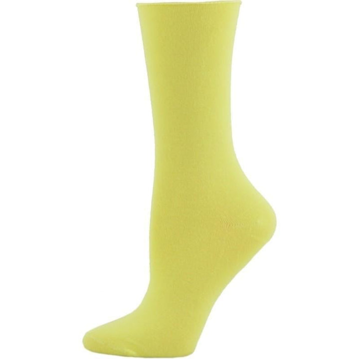 Rayon from Bamboo Roll Top Mid-Calf Crew Socks 3 Pair Pack Image 2