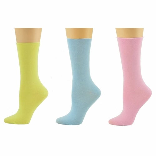 Rayon from Bamboo Roll Top Mid-Calf Crew Socks 3 Pair Pack Image 11