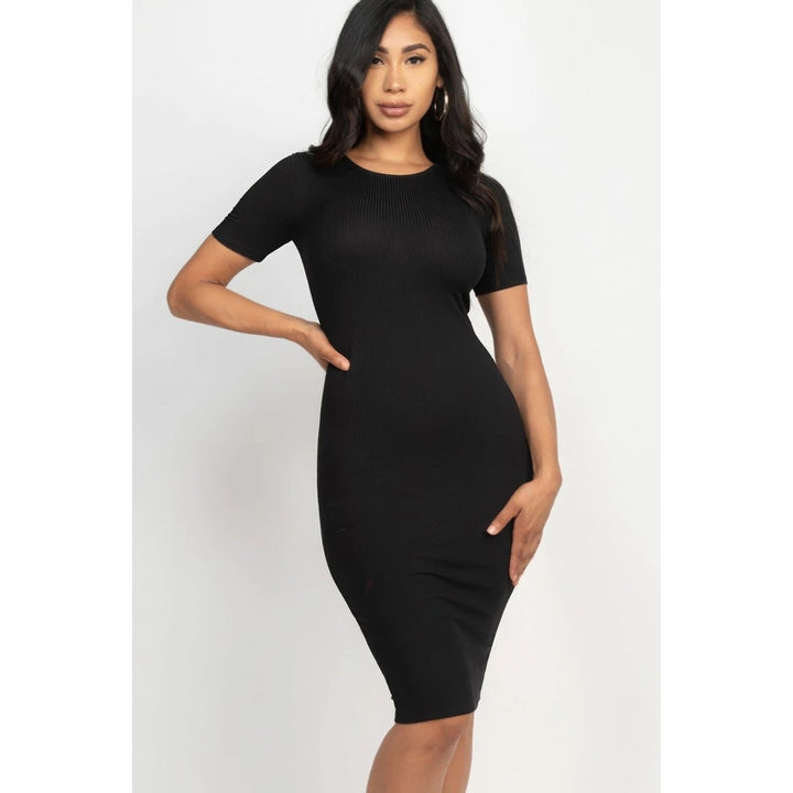 Ribbed Bodycon Midi Dress Image 1