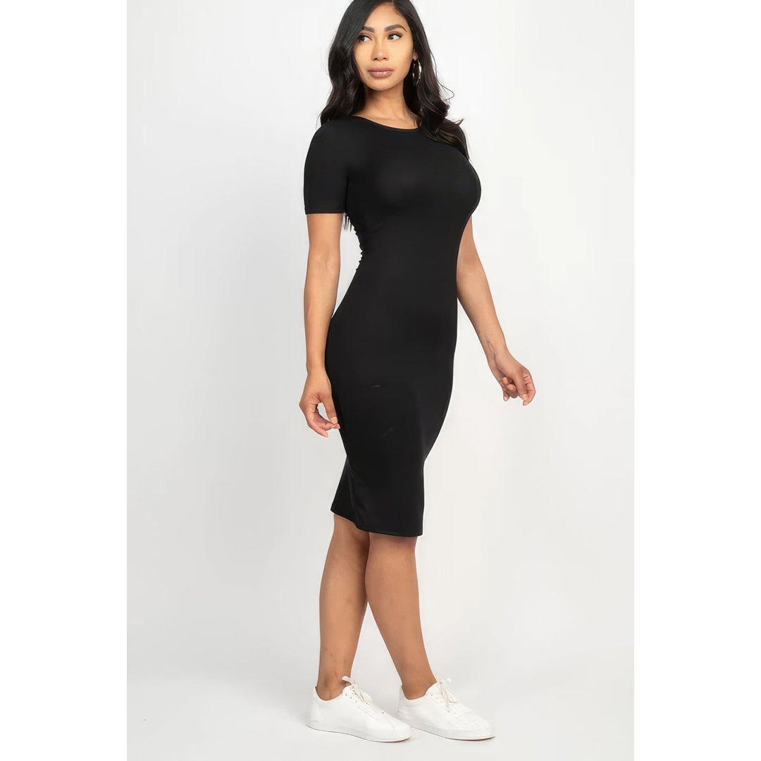 Ribbed Bodycon Midi Dress Image 3