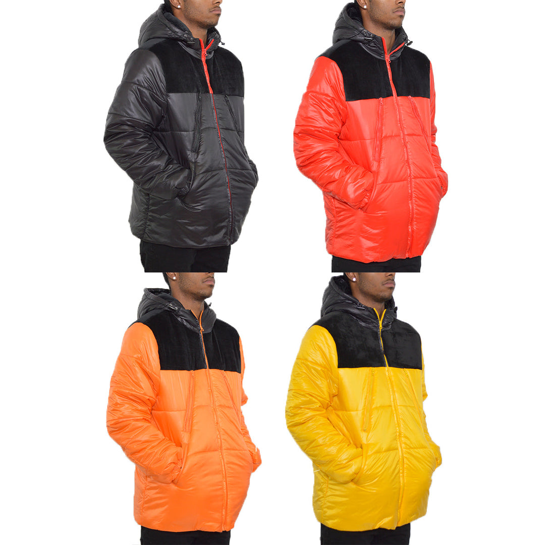 Quarter Suede Puffer Jacket Image 1