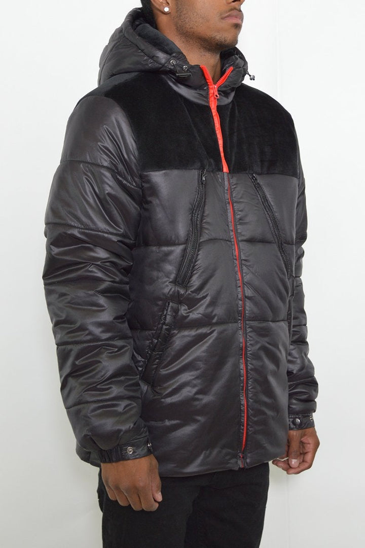 Quarter Suede Puffer Jacket Image 3