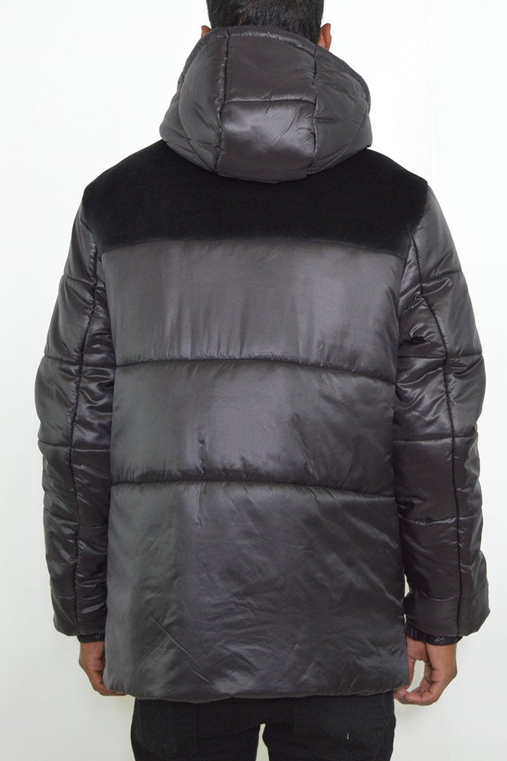 Quarter Suede Puffer Jacket Image 4