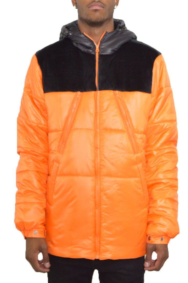 Quarter Suede Puffer Jacket Image 4