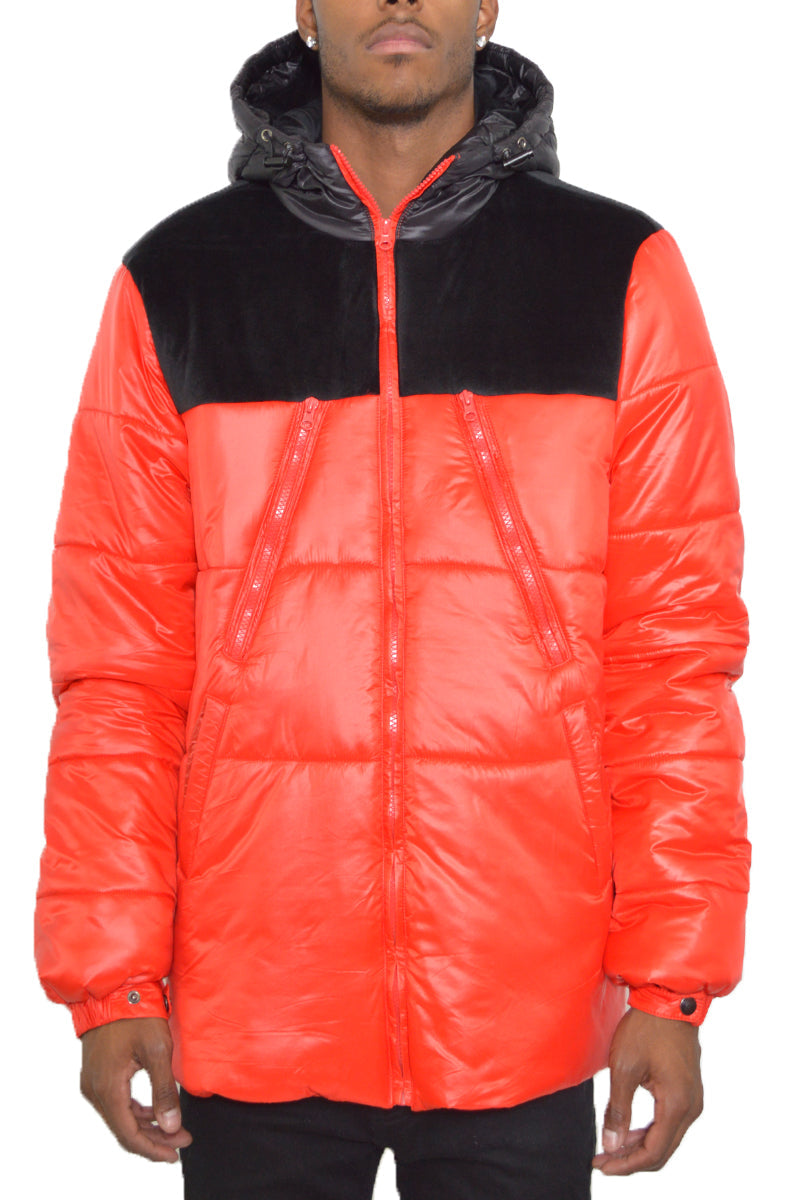 Quarter Suede Puffer Jacket Image 6