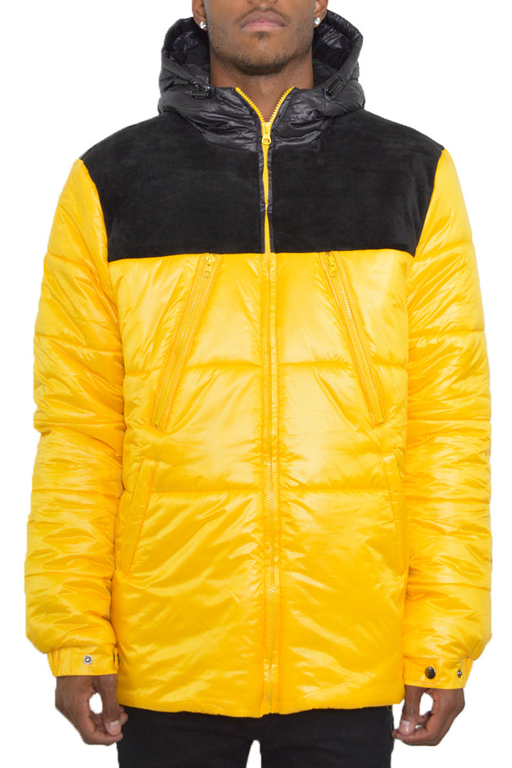 Quarter Suede Puffer Jacket Image 7