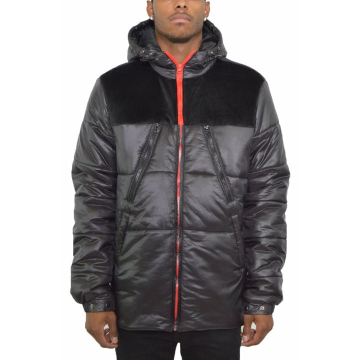 Quarter Suede Puffer Jacket Image 1