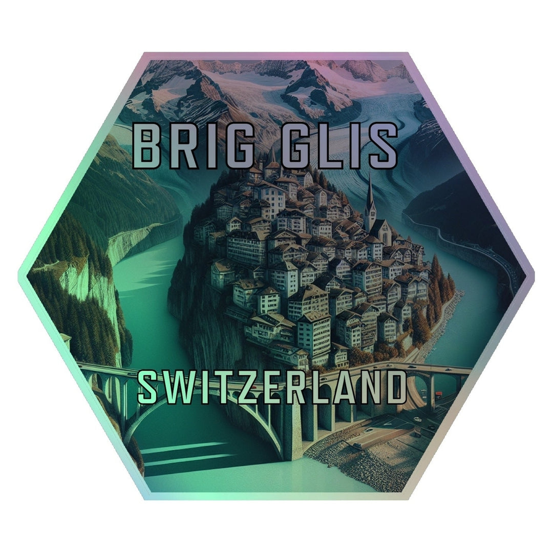 Brig Glis Switzerland Souvenir Die Cut Flat Magnet Image 1