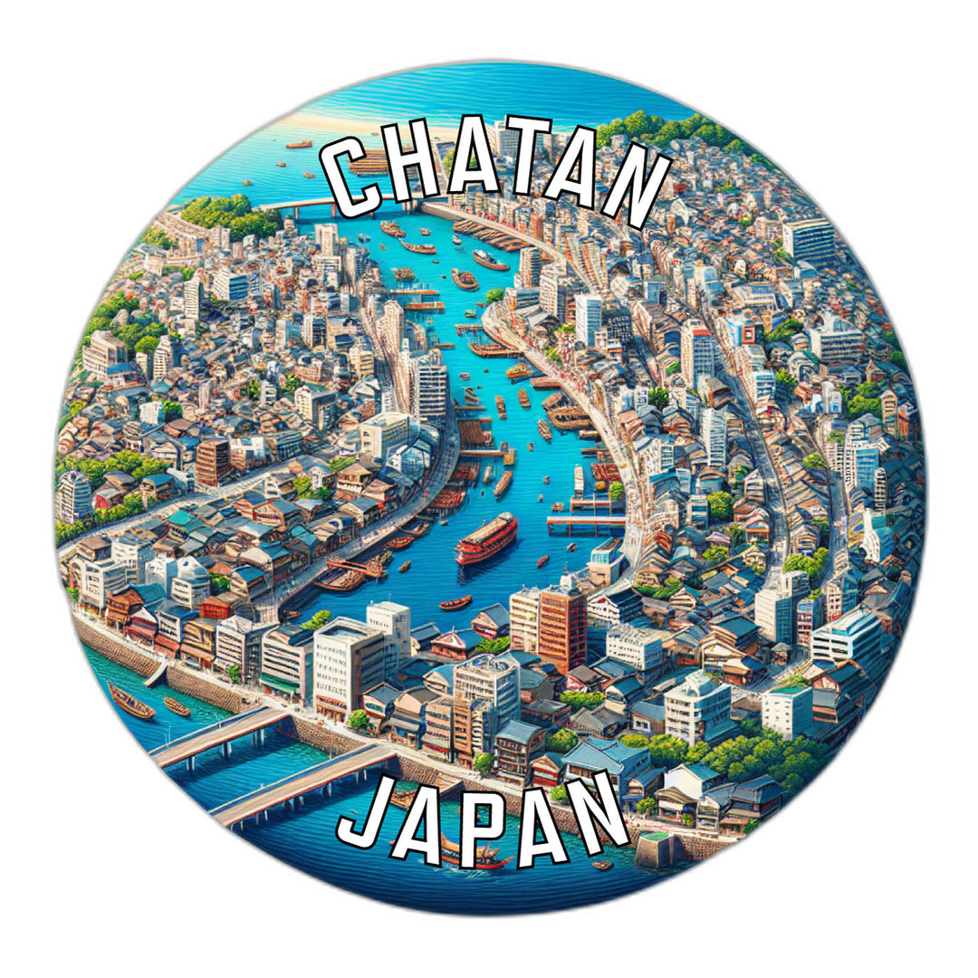 Chatan Japan Souvenir Die Cut Flat Magnet Image 1