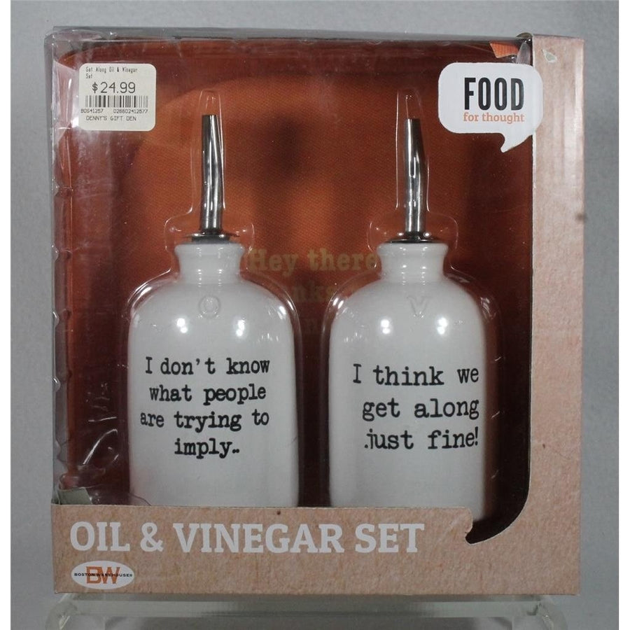 Fun Oil and Vinegar Cruet Set - Food For Thought by Boston Warehouse - in Box! Image 1