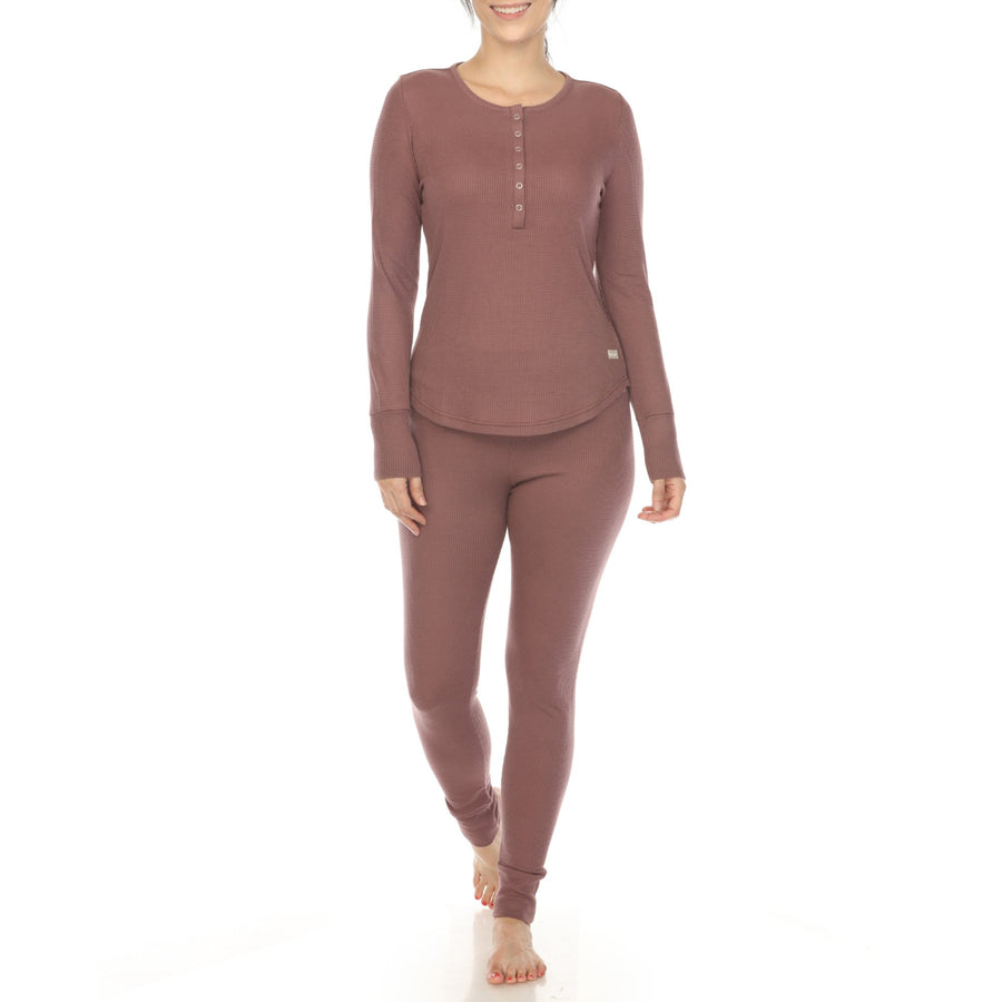 White Mark Womens Waffle Pajama Set Image 1