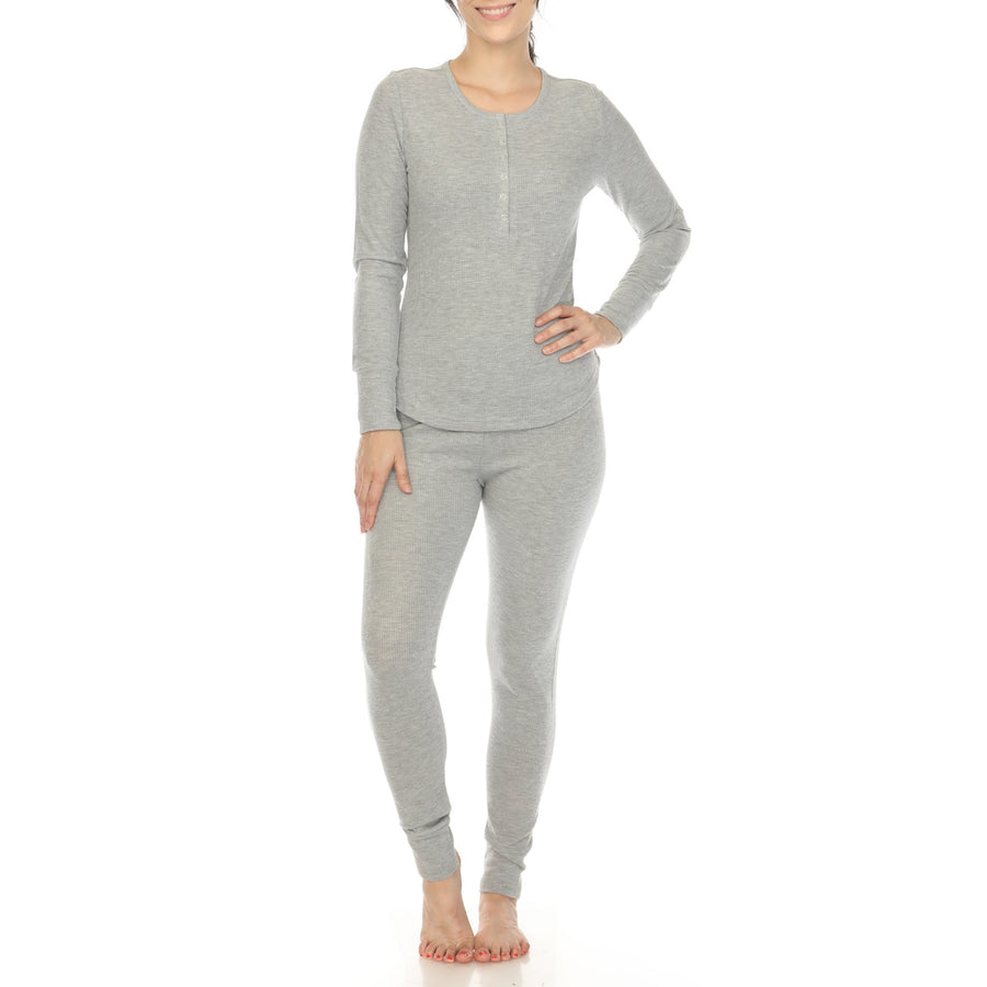 White Mark Womens Waffle Pajama Set Image 1