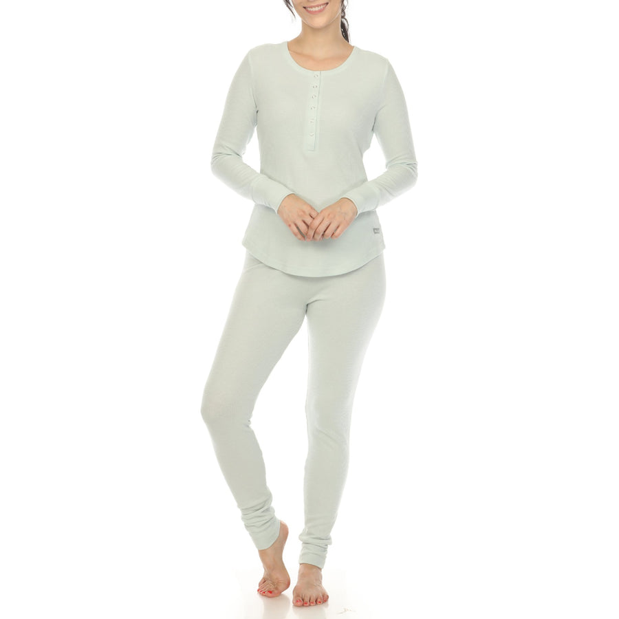 White Mark Womens Waffle Pajama Set Image 1