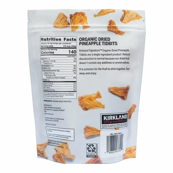 Kirkland Signature Organic Dried Pineapple Tidbits 26 Ounce Image 2