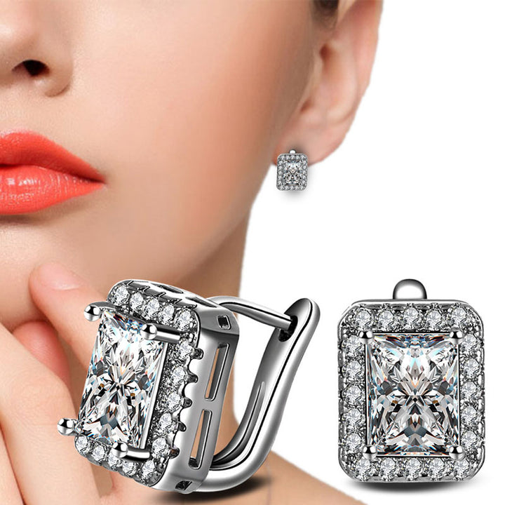 Emerald Cut Cubic Zirconia Earrings Image 1