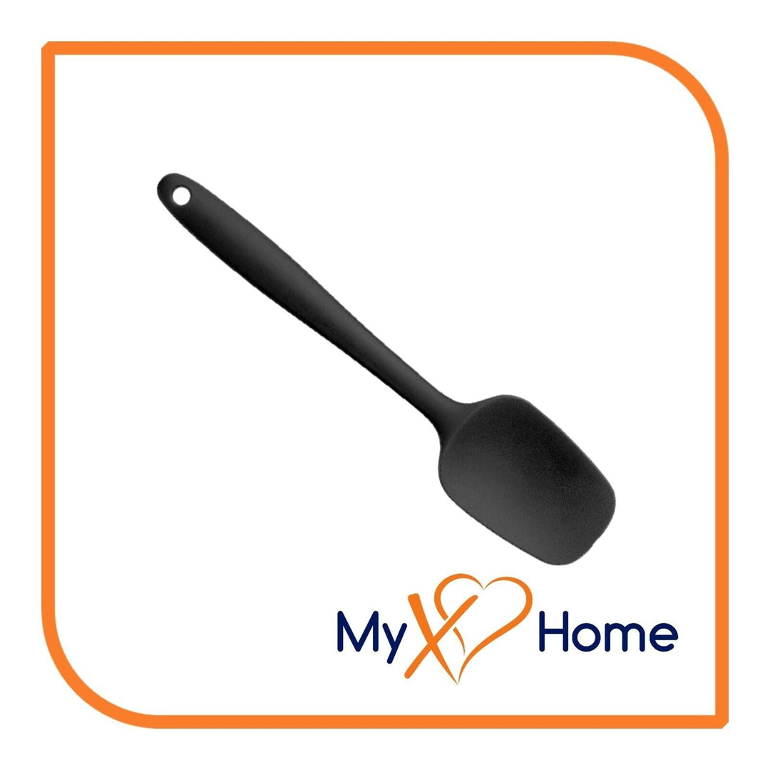 11" Black Silicone Spoon/Spatula 1 Tool w/ 2 Uses (1 2 4 or 6 Tools) Image 4