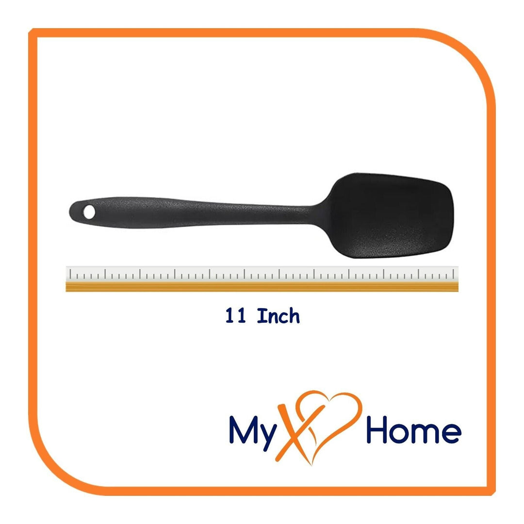 11" Black Silicone Spoon/Spatula 1 Tool w/ 2 Uses (1 2 4 or 6 Tools) Image 4