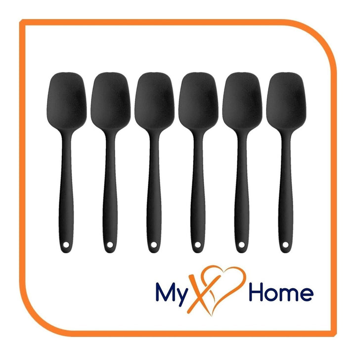 11" Black Silicone Spoon/Spatula 1 Tool w/ 2 Uses (1 2 4 or 6 Tools) Image 1