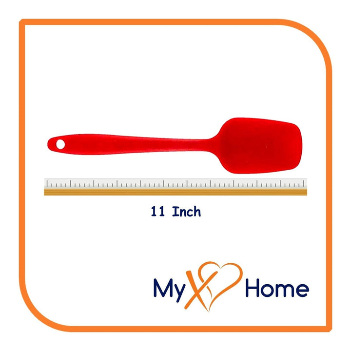 11" Red Silicone Spoon/Spatula 1 Tool w/ 2 Uses (1 2 4 or 6 Tools) Image 4