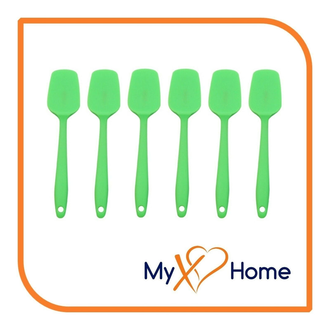 8" Green Silicone Spoon/Spatula 1 Tool w/ 2 Uses (1 2 4 or 6 Tools) Image 4