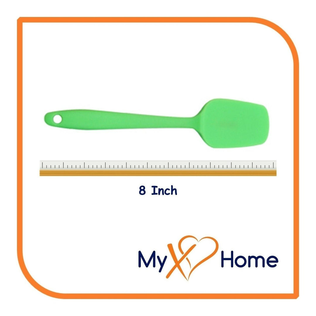 8" Green Silicone Spoon/Spatula 1 Tool w/ 2 Uses (1 2 4 or 6 Tools) Image 9