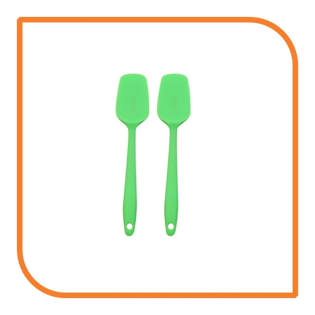 8" Green Silicone Spoon/Spatula 1 Tool w/ 2 Uses (1 2 4 or 6 Tools) Image 12