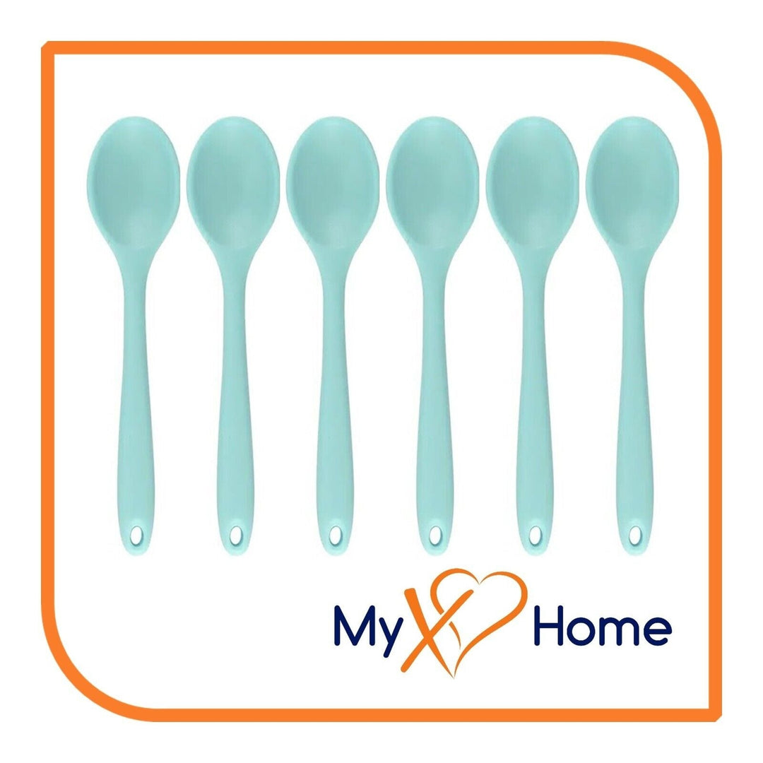 8" Pastel / Nordic Green Silicone Spoon by MyXOHome (1 2 4 or 6 Spoons) Image 1