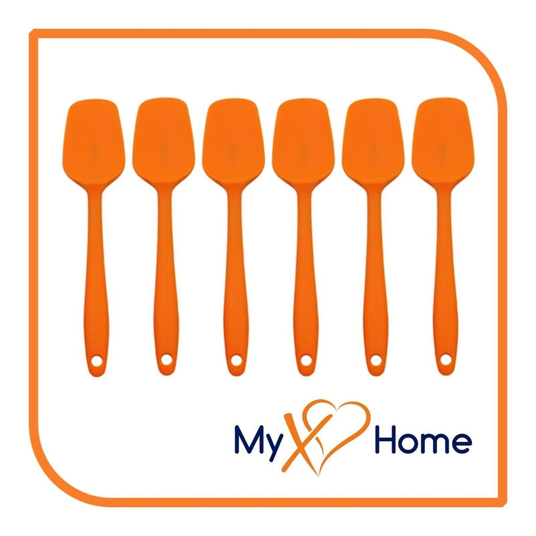 8" Orange Silicone Spoon/Spatula 1 Tool w/ 2 Uses (1 2 4 or 6 Tools) Image 4