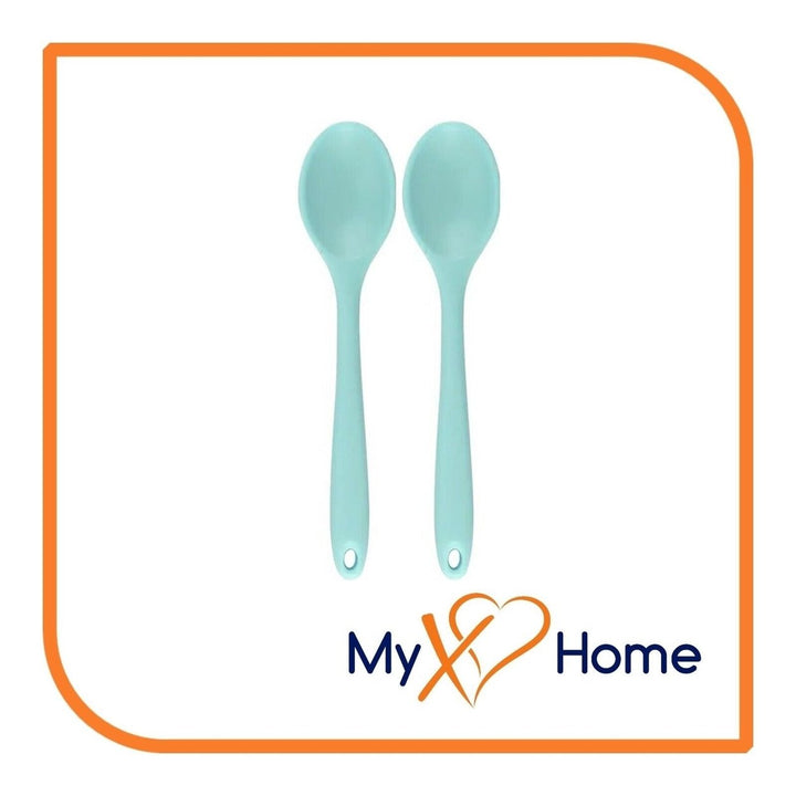 8" Pastel / Nordic Green Silicone Spoon by MyXOHome (1 2 4 or 6 Spoons) Image 1