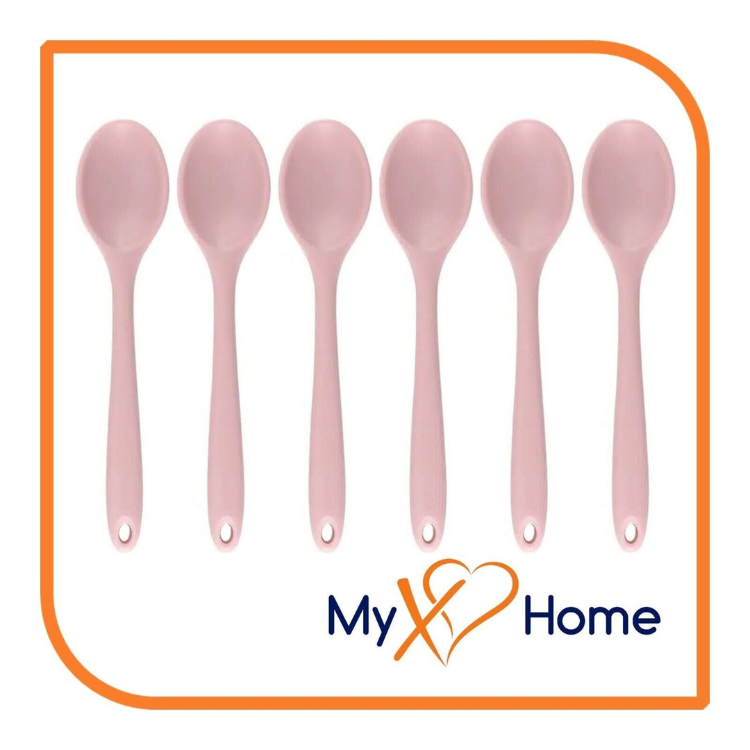 8" Pastel / Nordic Pink Silicone Spoon by MyXOHome (1 2 4 or 6 Spoons) Image 1