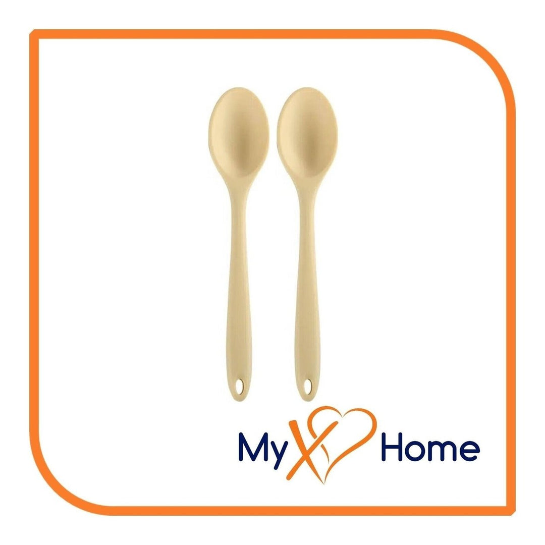 8" Pastel / Nordic Yellow Silicone Spoon by MyXOHome (1 2 4 or 6 Spoons) Image 9