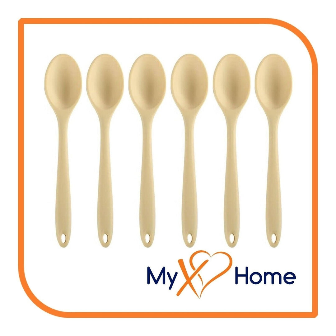 8" Pastel / Nordic Yellow Silicone Spoon by MyXOHome (1 2 4 or 6 Spoons) Image 11