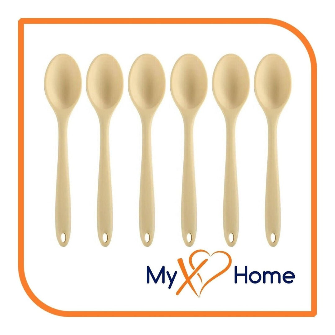 8" Pastel / Nordic Yellow Silicone Spoon by MyXOHome (1 2 4 or 6 Spoons) Image 1