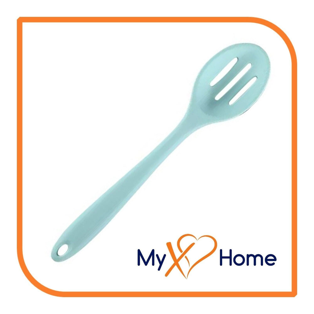 8" Pastel Green Silicone Slotted Spoon by MyXOHome (1 2 4 or 6 Slotted Spoons) Image 2