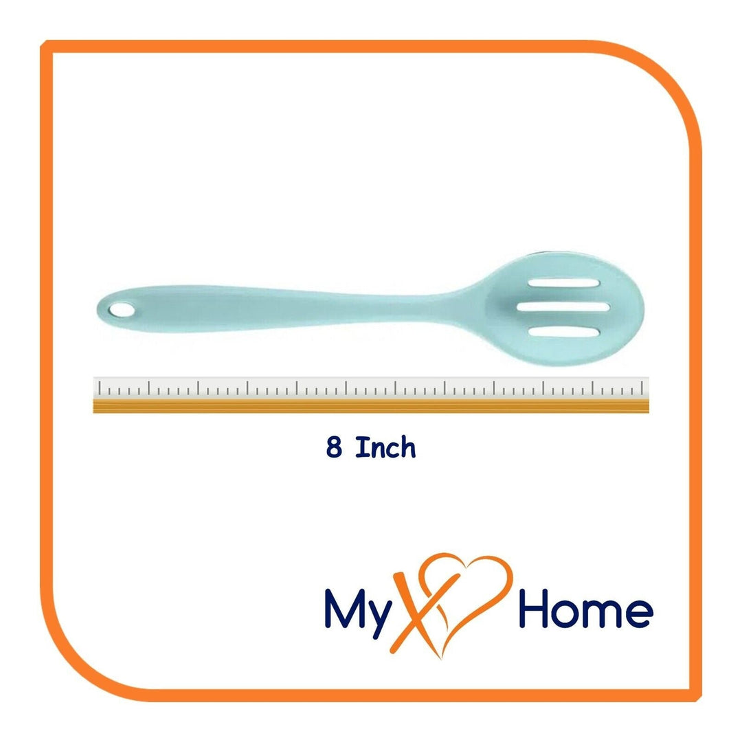 8" Pastel Green Silicone Slotted Spoon by MyXOHome (1 2 4 or 6 Slotted Spoons) Image 4