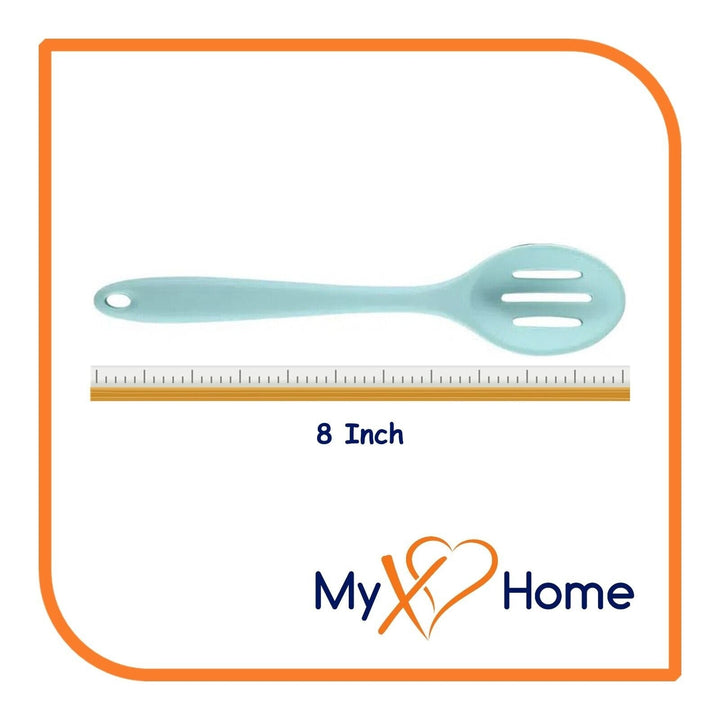 8" Pastel Green Silicone Slotted Spoon by MyXOHome (1 2 4 or 6 Slotted Spoons) Image 4