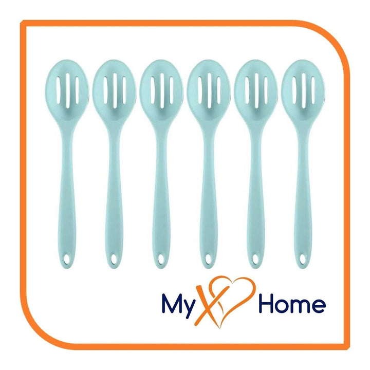 8" Pastel Green Silicone Slotted Spoon by MyXOHome (1 2 4 or 6 Slotted Spoons) Image 11