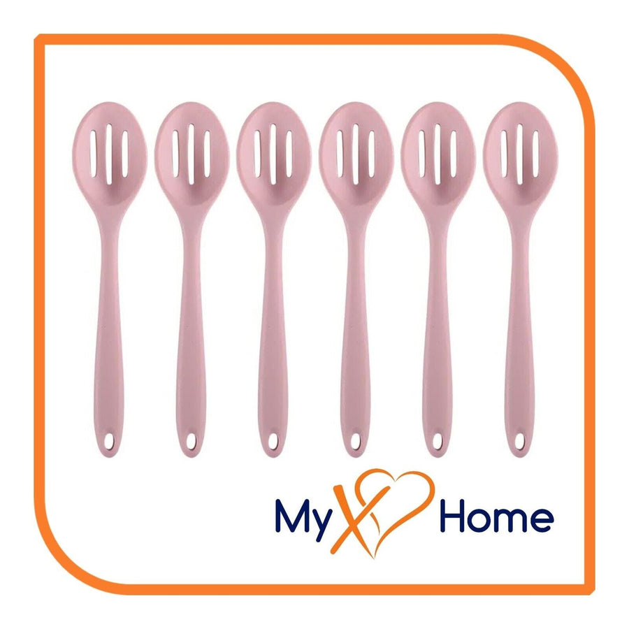 8" Pastel Pink Silicone Slotted Spoon by MyXOHome (1 2 4 or 6 Slotted Spoons) Image 1