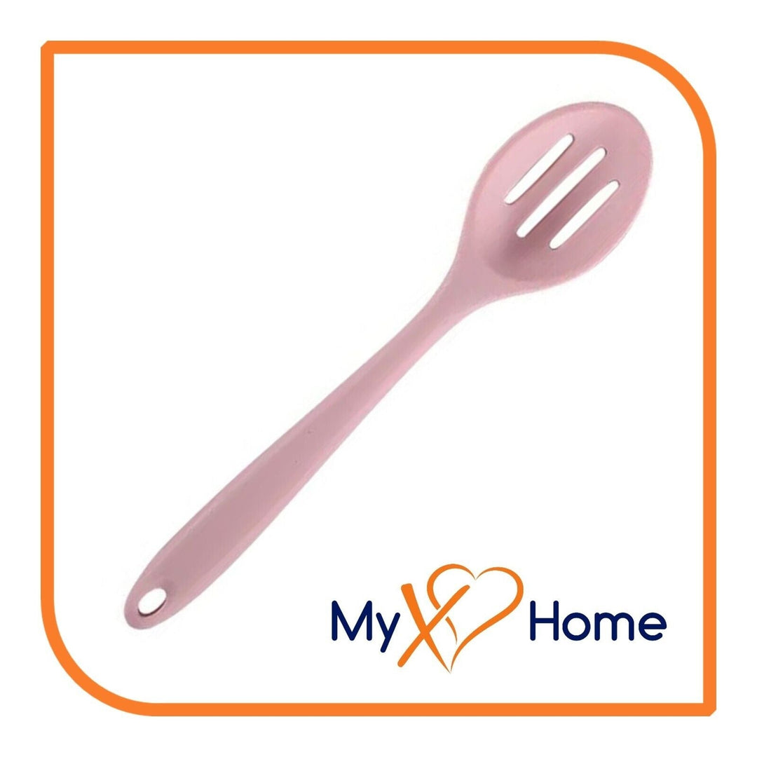 8" Pastel Pink Silicone Slotted Spoon by MyXOHome (1 2 4 or 6 Slotted Spoons) Image 2