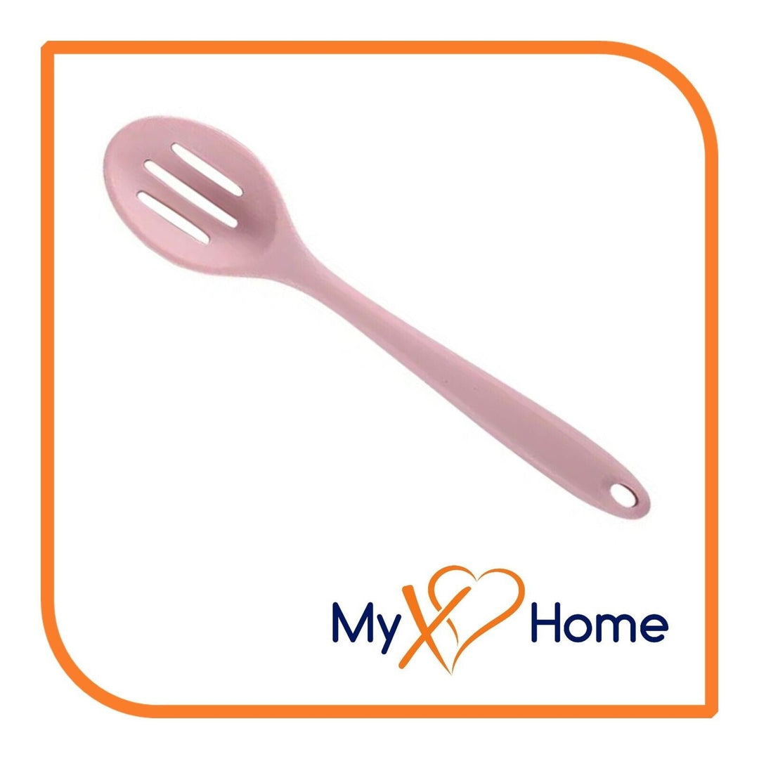 8" Pastel Pink Silicone Slotted Spoon by MyXOHome (1 2 4 or 6 Slotted Spoons) Image 3