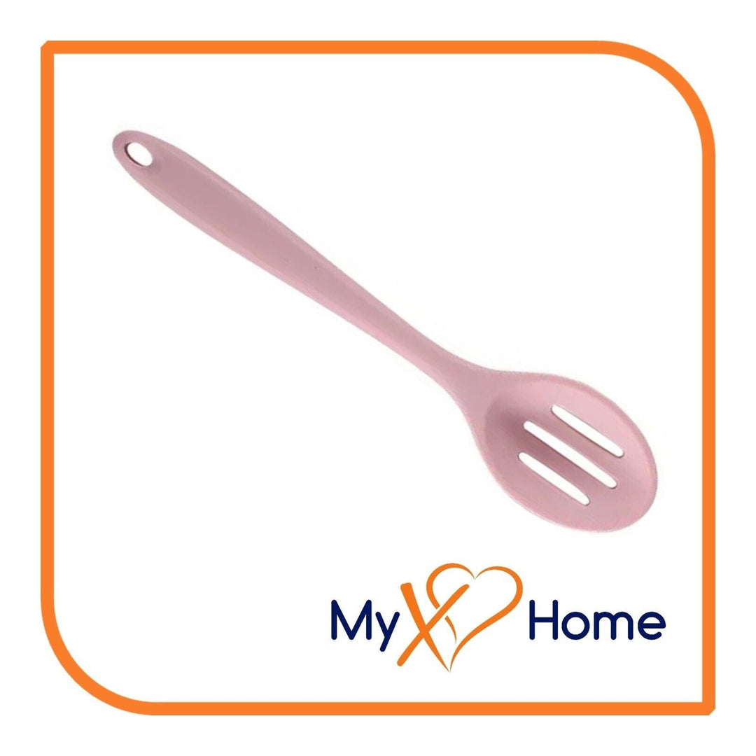 8" Pastel Pink Silicone Slotted Spoon by MyXOHome (1 2 4 or 6 Slotted Spoons) Image 4