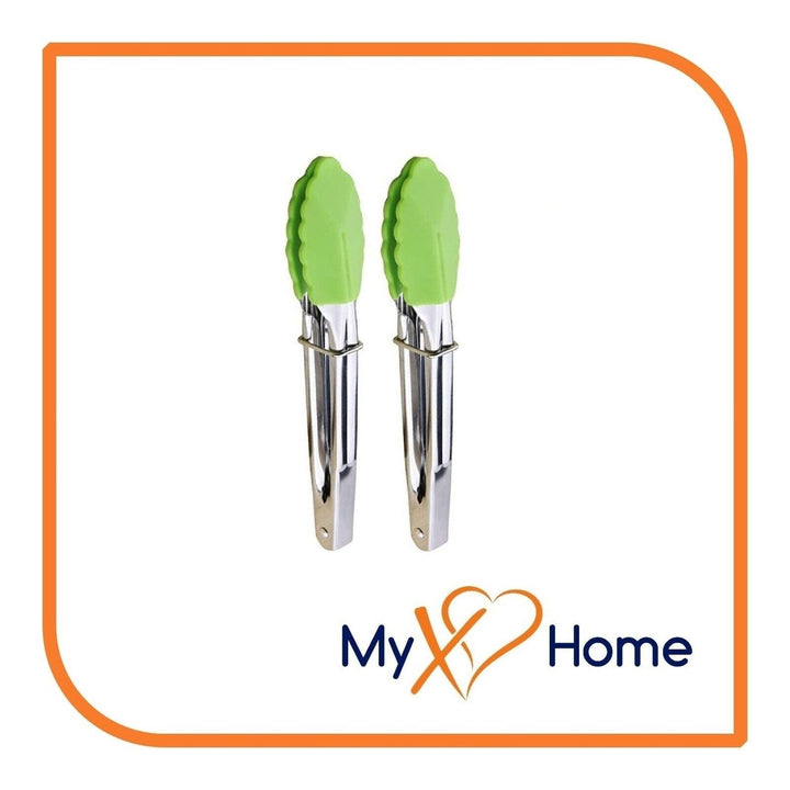 7" Green Silicone Tongs by MyXOHome (1 2 4 or 6 Tongs) Image 3