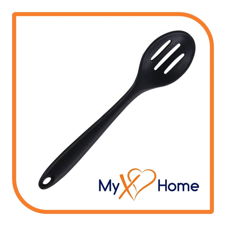 8" Black Silicone Slotted Spoon by MyXOHome (1 2 4 or 6 Slotted Spoons) Image 2