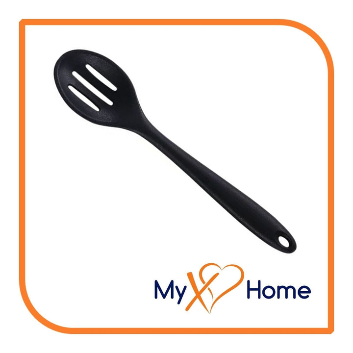 8" Black Silicone Slotted Spoon by MyXOHome (1 2 4 or 6 Slotted Spoons) Image 3