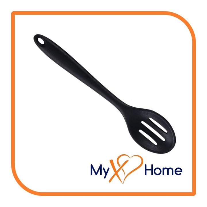 8" Black Silicone Slotted Spoon by MyXOHome (1 2 4 or 6 Slotted Spoons) Image 4