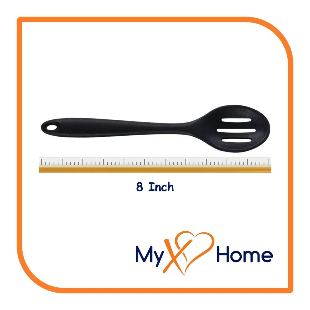 8" Black Silicone Slotted Spoon by MyXOHome (1 2 4 or 6 Slotted Spoons) Image 4