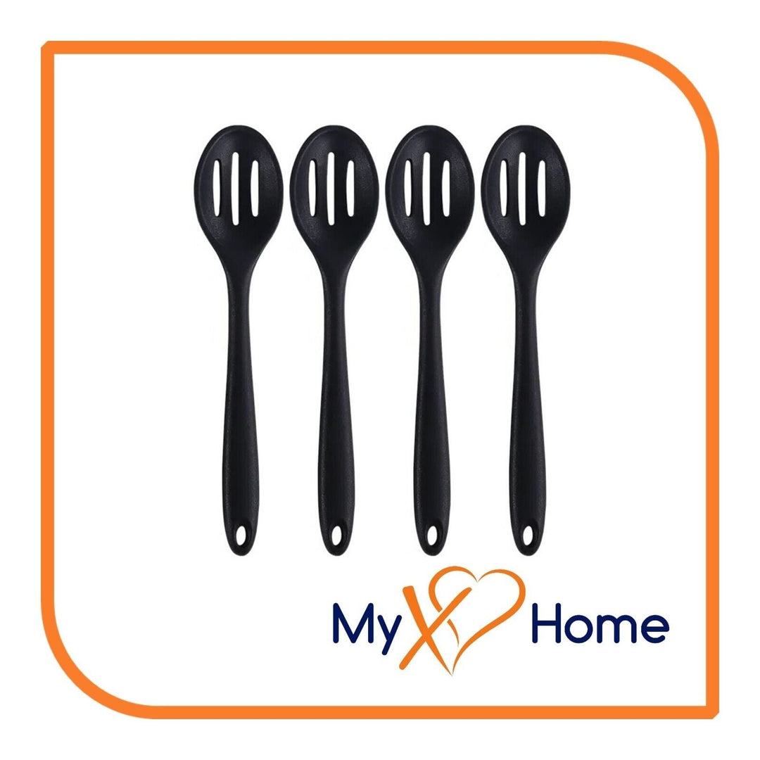 8" Black Silicone Slotted Spoon by MyXOHome (1 2 4 or 6 Slotted Spoons) Image 7