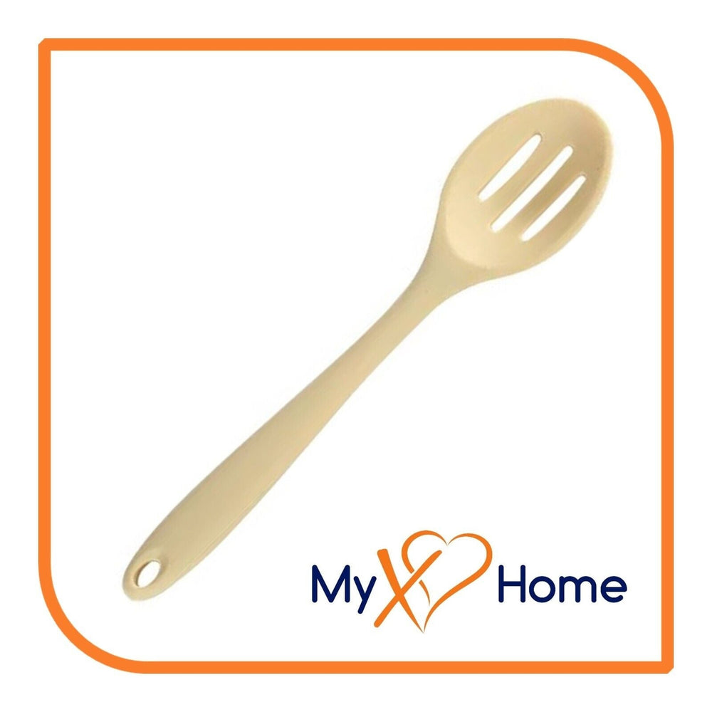 8" Yellow Silicone Slotted Spoon by MyXOHome (1 2 4 or 6 Slotted Spoons) Image 2