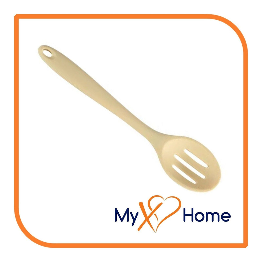 8" Yellow Silicone Slotted Spoon by MyXOHome (1 2 4 or 6 Slotted Spoons) Image 4