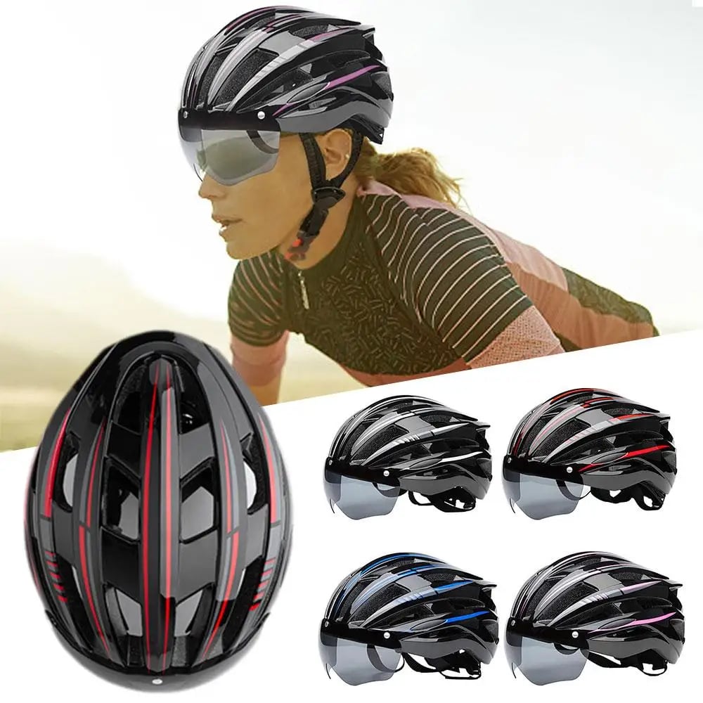 1Pcs Bike Helmet with Detachable Magnetic Goggles Mountain and Road Bicycle Helmets for Men Women Adult Cycling Helmets Image 1